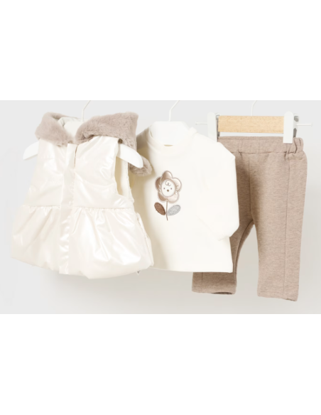 Conjunto de 3 piezas con chaleco bebé niña 