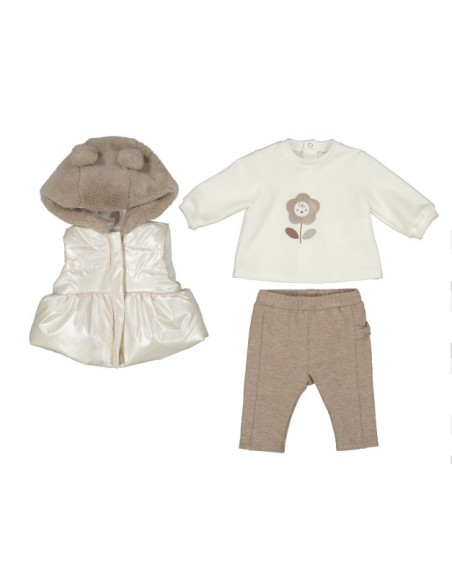 Conjunto de 3 piezas con chaleco bebé niña 
