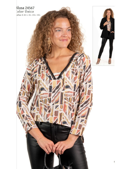 Blusa cuello pico mujer 