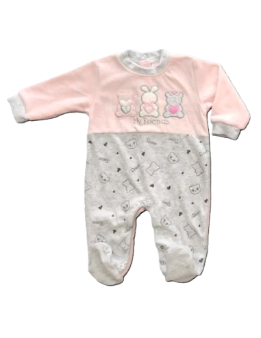 Pijama largo terciopelo bebé niña 