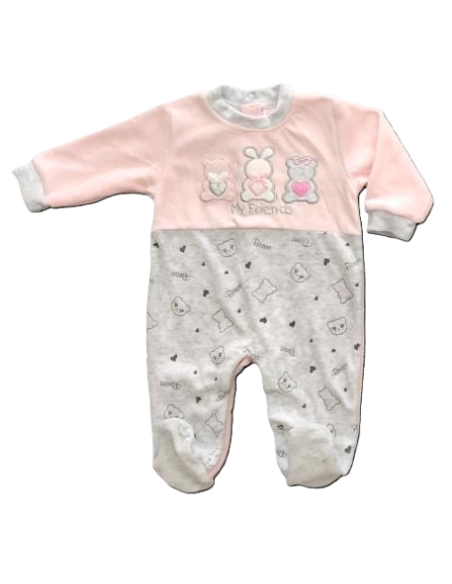 Pijama largo terciopelo bebé niña 