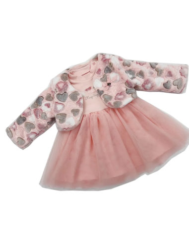 Vestido manga larga color blanco bebé niña 