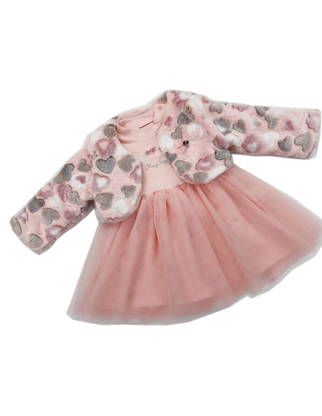 Vestido manga larga color blanco bebé niña 