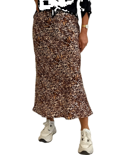 Falda larga leopardo mujer 