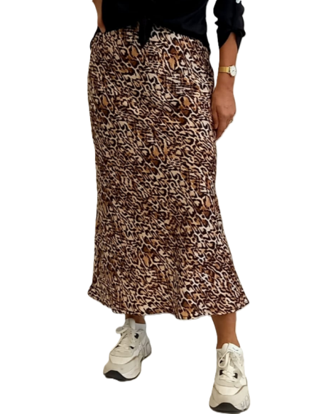 Falda larga leopardo mujer 