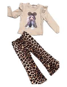Conjunto dos piezas leopardo niña 