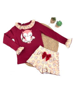 Conjunto short infantil búho niña 