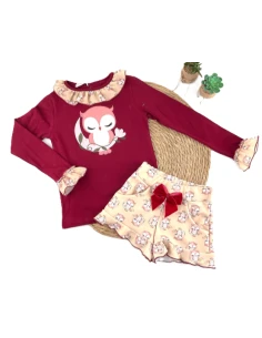 Conjunto short infantil búho niña 