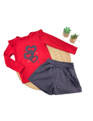 Conjunto short cuadros niña 