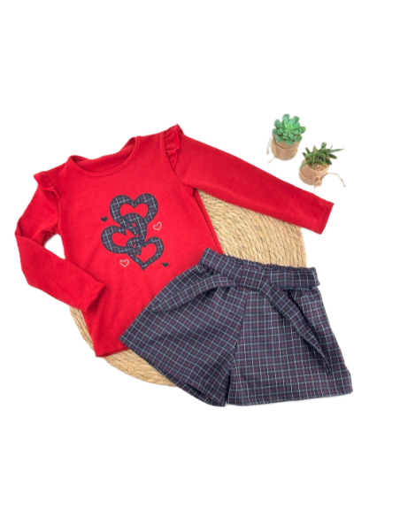 Conjunto short cuadros niña 