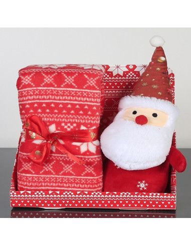 Manta + peluche papa noel 