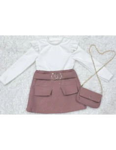 Vestido manga larga con bolso 