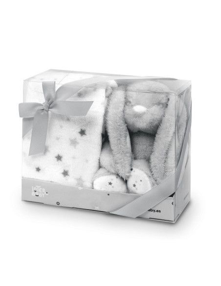 Manta estrella + peluche conejo 