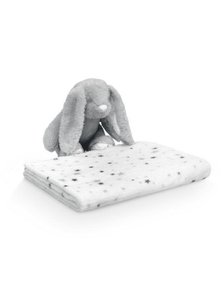 Manta estrella + peluche conejo 
