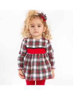 Vestido manga larga de cuadros bebe niña 