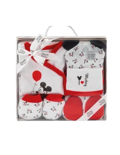 Conjunto 5 piezas polaina Mickey rojo bebé niño 