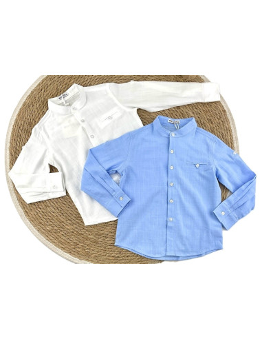 Camisa manga larga cuello mao niño 