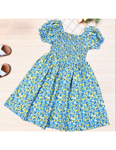 Vestido manga corta estampado niña 