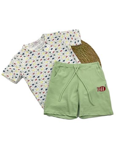 Conjunto manga corta peces niño 