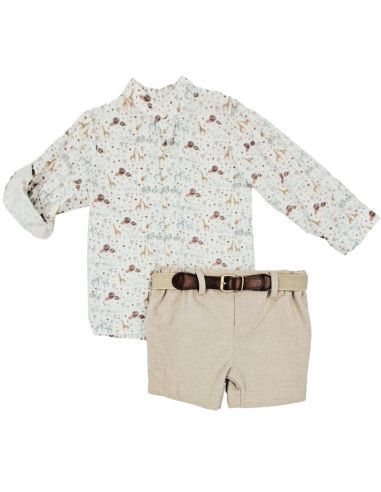 Conjunto camisa blanca y bermuda niño 