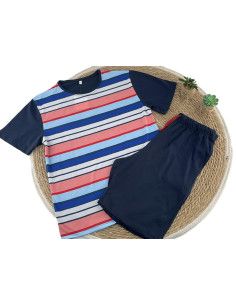 Pijama manga corta rayas hombre 
