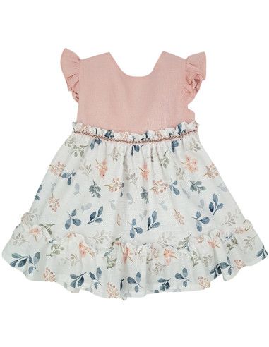 Vestido lino rosa para bebé 