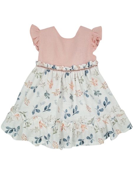 Vestido lino rosa para bebé 