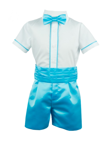 Conjunto camisa corta y bermuda de vestir para niño 