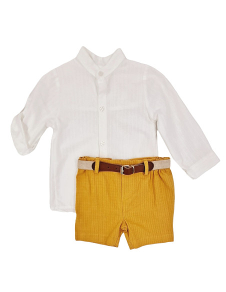 Conjunto camisa blanca y bermuda niño 
