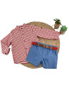 Conjunto camisa cuadros y bermuda niño 