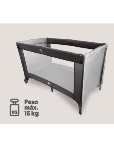 Cuna de viaje gris plegable 