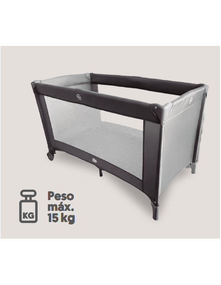 Cuna de viaje gris plegable 