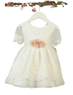 Vestido ceremonia blanco roto infantil 