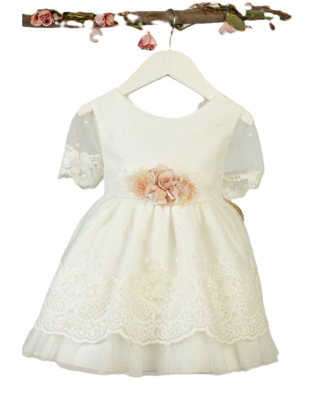 Vestido ceremonia blanco roto infantil 