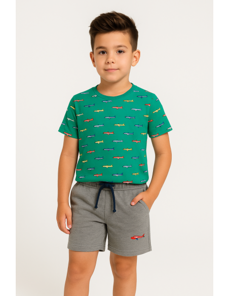 Conjunto manga corta aviones niño 