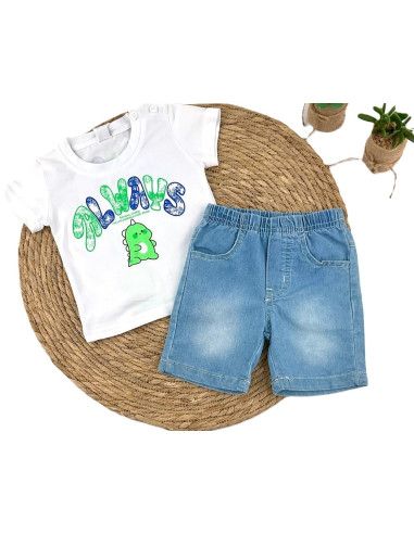 Conjunto 2 piezas bermuda denim bebé niño 