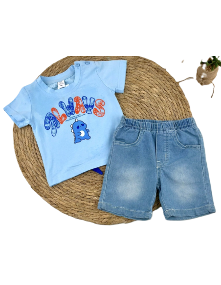 Conjunto 2 piezas bermuda denim bebé niño 