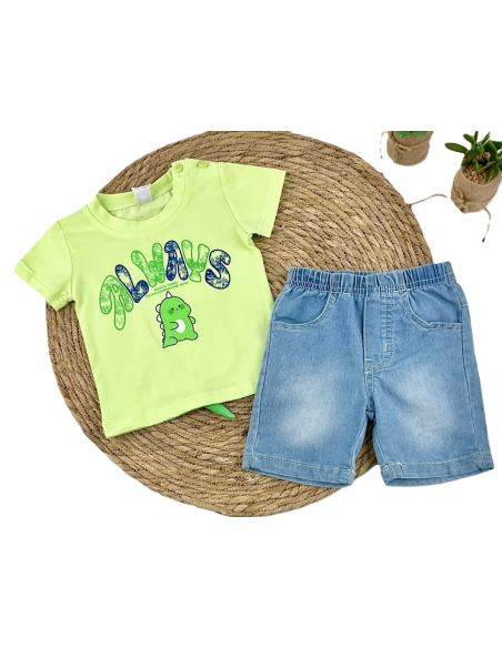 Conjunto 2 piezas bermuda denim bebé niño 