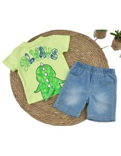 Conjunto 2 piezas bermuda denim bebé niño  2