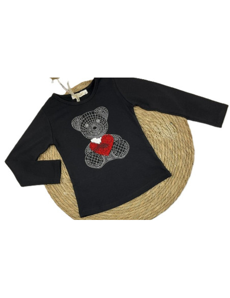 Camiseta manga larga oso niña 
