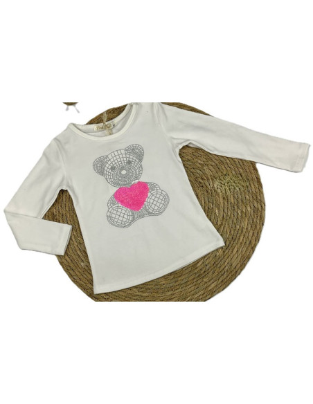 Camiseta manga larga oso niña 