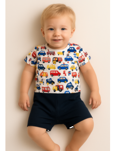 Pelele manga corta vehiculos bebé niño [product.brand] 1 - Ropa para Bebé | dyley | 