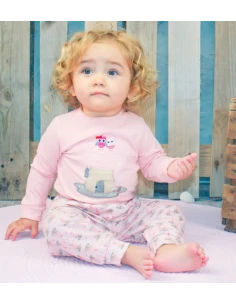 Pijama manga larga fino seta bebé niña 