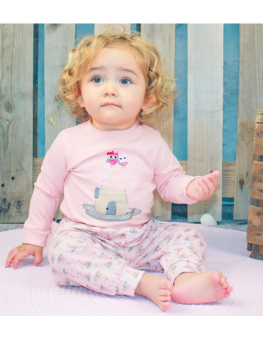 Pijama manga larga fino seta bebé niña 