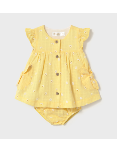 Vestido con cubrepañal bebé niña 