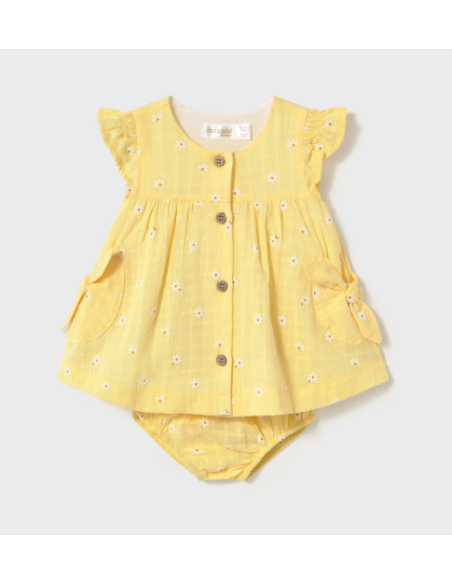 Vestido con cubrepañal bebé niña 