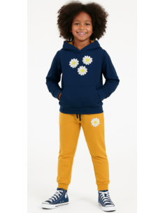 Conjunto sudadera margaritas con capucha niña 