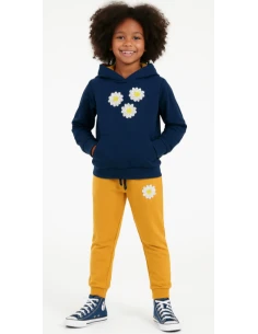 Conjunto sudadera margaritas con capucha niña 