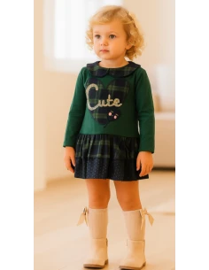 Vestido cuadros verde cute niña 
