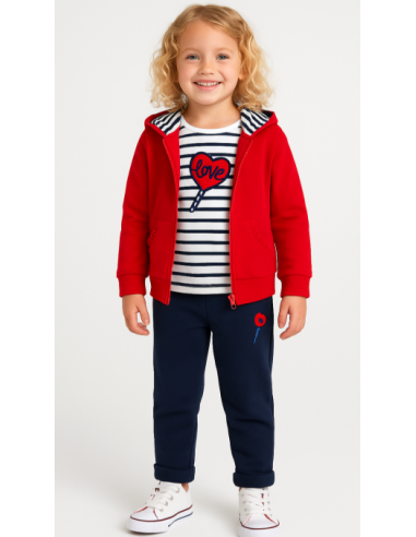 Conjunto 3 piezas con capucha rayas love niña [product.brand] 1 - Ropa para Bebé | dyley | 